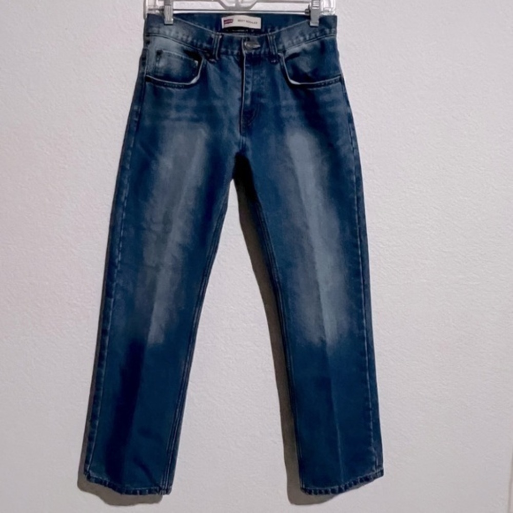 Levi's 505 Regular Light Wash Distressed Whiskered Straight Leg 28